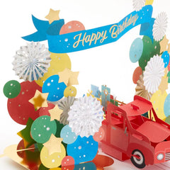Celebrating You Red Truck and Banner 3D Pop-Up Birthday Card