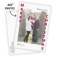 Simple Red and White Flat Christmas Photo Card