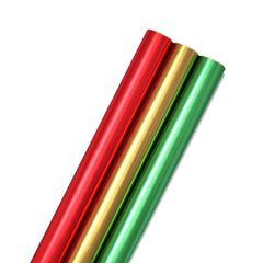 Red, Green, Gold Foil 3-Pack Christmas Wrapping Paper, 60 sq. ft.