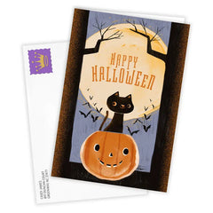 Retro Cat and Pumpkin Custom Halloween Card