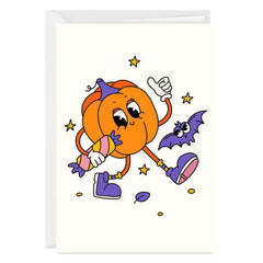 Retro Groovy Pumpkin Custom Halloween Card