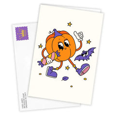 Retro Groovy Pumpkin Custom Halloween Card
