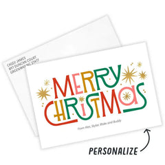 Retro-Style Merry Letters Flat Christmas Photo Card