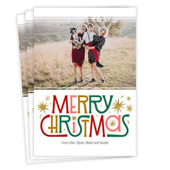 Retro-Style Merry Flat Christmas Photo Card