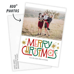 Retro-Style Merry Flat Christmas Photo Card