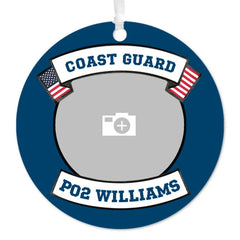 Coast Guard Metal Personalized Ornament, Custom Photo and Text