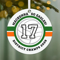 Volleyball Round Metal Personalized Ornament, Custom Text