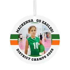 Volleyball Round Metal Personalized Ornament, Custom Photo and Text