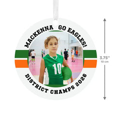Volleyball Round Metal Personalized Ornament, Custom Photo and Text