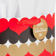 17" Rows of Hearts Extra-Deep Valentine's Day Gift Bag With Tissue Paper