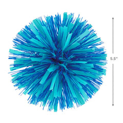 Royal Blue and Aqua Pom-Pom Gift Bow, 5.5"