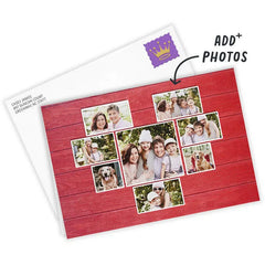 Rustic Heart Collage on Red Custom Card