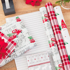 Rustic Winter 3-Pack Reversible Metallic Christmas Wrapping Paper, 120 sq. ft.