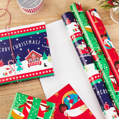 Santa Fun 3-Pack Christmas Wrapping Paper Assortment, 120 sq. ft.