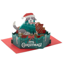 Make It Merry Santa Puppy Dog Musical 3D Pop-Up Christmas Card With Motion
