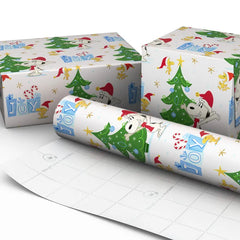 Peanuts® Santa Snoopy and Woodstock on White Christmas Wrapping Paper Roll, 25 sq. ft.