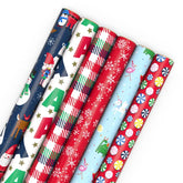 Santa and Friends 6-Pack Assorted Christmas Wrapping Paper Roll Bundle, 180 sq. ft. total