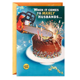 For My Manly Husband Funny Birthday Card With Sound and Light