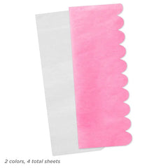 Scalloped Solid Pink and White 2-Pack Tissue Paper, 4 sheets