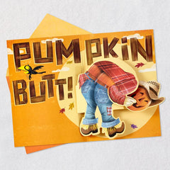 Pumpkin Butt Scarecrow Funny Musical Pop-Up Halloween Card