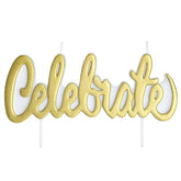 Gold Metallic "Celebrate" Birthday Candle