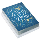 Joy to the World on Blue Boxed Christmas Cards, Pack of 40