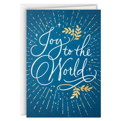 Joy to the World on Blue Boxed Christmas Cards, Pack of 40