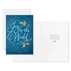 Joy to the World on Blue Boxed Christmas Cards, Pack of 40
