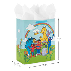 13" Sesame Street Friends Under Rainbow Large Gift Bag With Tissue Paper