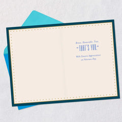 U.S. Navy Brave, Honorable, True Veterans Day Card