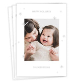 Simple Silver Snowflakes Flat Holiday Photo Card