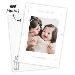 Simple Silver Snowflakes Flat Holiday Photo Card