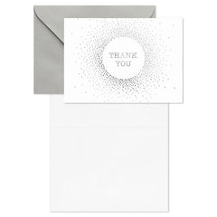 Silver Sparkle Blank Thank You Notes, Pack of 10
