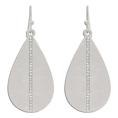 Rain Jewelry Silver Metal Teardrop and Crystal Stripe Earrings