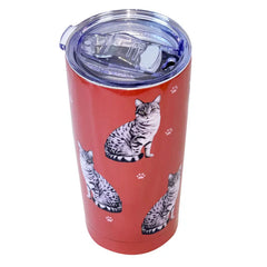 E&S Pets Silver Tabby Cat Stainless Steel Tumbler, 20 oz.