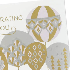 Silver and Gold Balloons Birthday Card