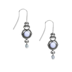 Silver Forest Silver-Tone Filigree and Blue Stone Drop Earrings