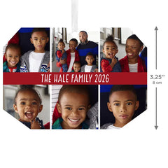 Six-Photo Metal Personalized Ornament, Custom Photo and Text