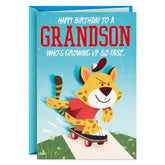 Skateboarding Cheetah Pop-Up Birthday Card for Grandson