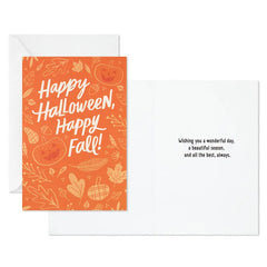 Jack-o'-Lanterns and Fall Leaves Halloween Cards, Pack of 6