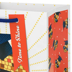 6.5" Smiling Gold Disco Ball Sun Small Graduation Gift Bag