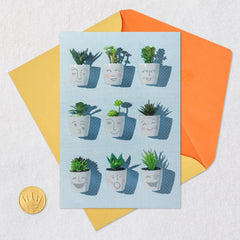Smiling Succulent Plants Blank Card