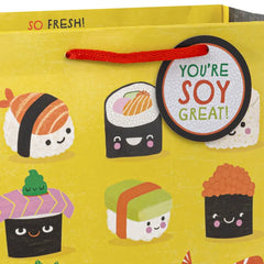 7.7" Sushi Smiles on Yellow Medium Horizontal Gift Bag