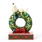 Jim Shore Peanuts Snoopy Sleeping on Light-Up Wreath Figurine, 7.13"