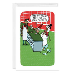 Snowman Coffee Funny Custom Christmas Card