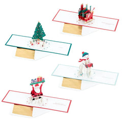Festive Holiday Wishes Assorted 3D Pop-Up Christmas Cards, Pack of 4