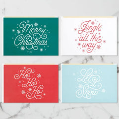 Festive Holiday Wishes Assorted 3D Pop-Up Christmas Cards, Pack of 4