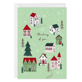 Thinking of You Snowy Village Custom Holiday Card