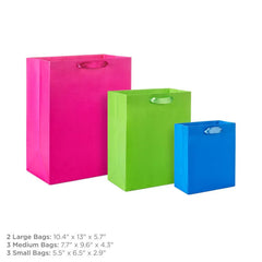 Solid Colors 8-Pack Assorted Gift Bag Bundle