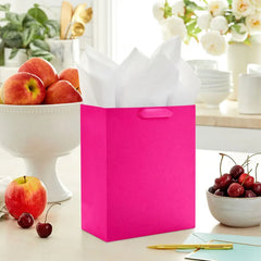 9.6" Solid Hot Pink Medium Gift Bag
